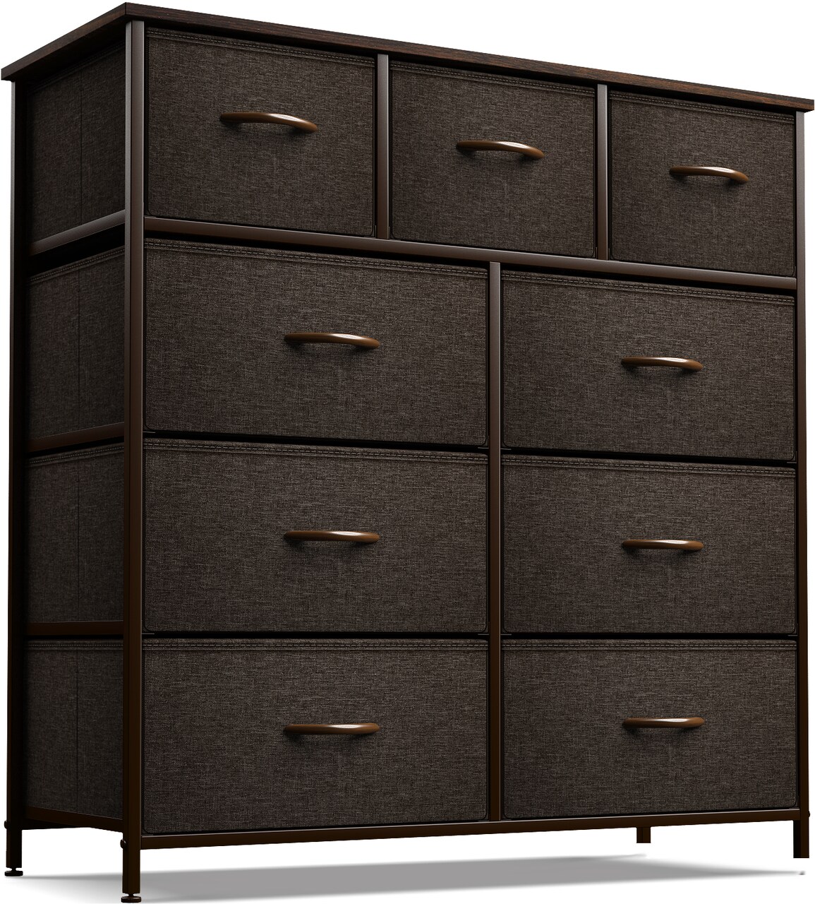 Sorbus Dresser with 9 Drawers - Furniture Storage Chest Tower Unit for Bedroom, Closet, etc - Steel Frame, Wood Top, Fabric Bins